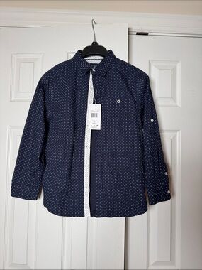 NWT Level ten long sleeve boys button up dress shirt navy size large